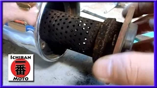 how to remove and repack a vintage motorcycle muffler exhaust baffel silencer with fiberglass