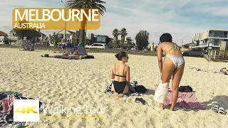 Melbourne, Australia - West St Kilda beach Walking Tour 🌧 Summer 2022