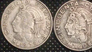 Monedas Con Variantes De 50 Centavos Cuauhtémoc Año 1976