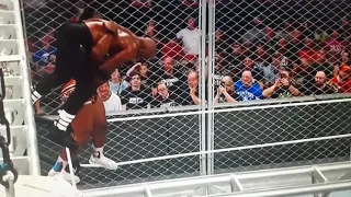 Big E defeats Bobby Lashley in a Steel Cage match on RAW