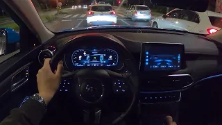 MG HS [1.5 Turbo, 162 HP] Night POV Test ride (COOL Ambient light) #95 CARiNIK