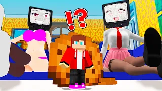 JJ Inside TV GIRL GIANT HOUSE! SHE CATCH DIAMOND in VILLAGE! Mikey SAVE THEM in Minecraft - Maizen