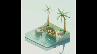 Тропический остров в блендер. Tropical island in blender.