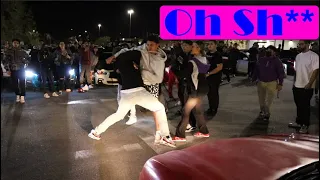 FIGHT BREAKS OUT AT CAR MEET OVER A BURNOUT!!