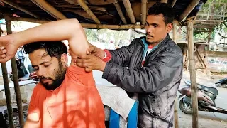 Young Street Barber Intense Head Massage and Neck Cracking | Indian Massage