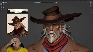 Old Cowboy bust in Blender for 1 hour and 20 minutes!