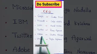 List of CEO's | Famous Companies CEO name | Current Affairs 2021| CEO | #shorts #stillalearner