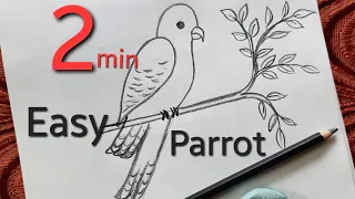 Easy Parrot Drawing | Just 2 min | Easy drawing #parrot #parrotartwork #trending #artwork