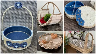 5 Diy Rope Basket/ Rope Crafts/ Diy Basket/ أعمال يدويه من الحبل/ سبت يدوي