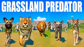 Grassland Predators Speed Races in Planet Zoo included Dog, Lion, Dingo, Tiger etc...