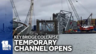 Temporary channel opens after bridge collapse