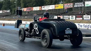 Racing my Model A Roadster at the Langley Loafers Old Time Drags