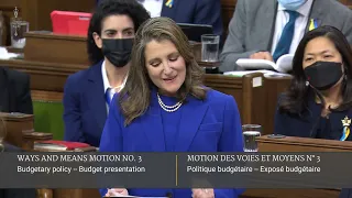 Finance Minister Freeland Presents Budget 2022