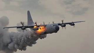 1 MINUTE AGO! A Russian C130-C Airplane Carrying Ammunition Was Shot Down by a Ukrainian Missile