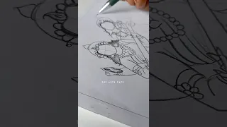 Tutorial: Tridevi Drawing😍❤️|| Durga Lakshmi Saraswati Ji drawing|| #shorts