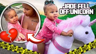 GIRL RIDES UNICORN FOR THE FIRST TIMES AND BUMPS HER HEAD…
