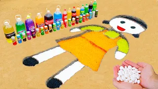 EXPERIMENT : How to make SQUID GAME Doll with Orbeez from Big Coca Cola VS MENTOS & Popular Sodas