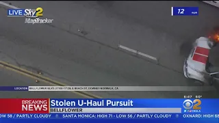 Suspect Jumps Out Of Burning Stolen U-Haul In Bellflower During Pursuit