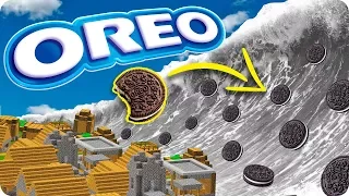 TSUNAMI DE GALLETA OREO EN MINECRAFT | RETO DE LA BASE VS TSUNAMI EN MINECRAFT