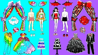 Paper Dolls Dress Up - Wedding Rainbow Angels Vampires Dresses Handmade Quiet Book - Barbie New Home