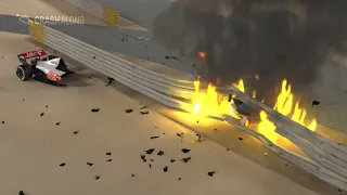 New Grosjean 3D Crash Animation | F1 2020 Bahrain GP