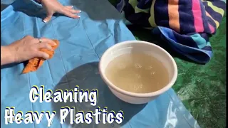 ASMR Request/Cleaning heavy plastics (No talking) Home from the lake! Must clean rafts for storage.