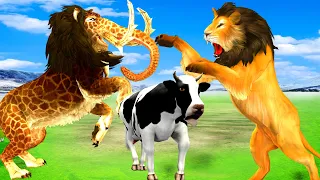 Woolly Mammoth Mastodon vs Dinosaur Attack Tiger Cub Cow Elephant Saved by Big Bull Vs Monster Lion