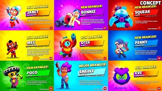 All 58 Brawler Unlock Animations | Otis, Bonnie, Shelly & More (concept)