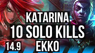 KATARINA vs EKKO (MID) | 10 solo kills, 70% winrate, 58k DMG, Godlike | EUW Master | 14.9