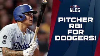 PITCHER RBI FOR DODGERS! Julio Urías drives in a run, followed by Mookie Betts in NLDS Game 2!