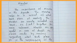 Minutes Of the Meeting || How to write a Minutes ? || How to define the word Minutes ?