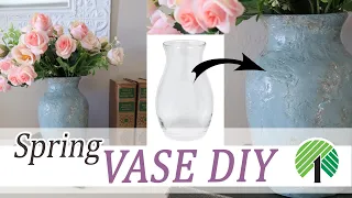 SPRING VASE DECOR DIY / see how I transform a DOLLAR TREE glass vase using spackling