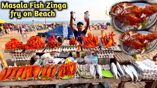 Odisha famous Masala Fish, Zinga fry & fry Chicken Leg at Puri Beach | Street Food India