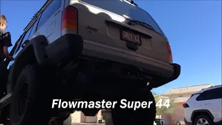 Flowmaster Super 44 before and after on a 2001 Jeep Cherokee