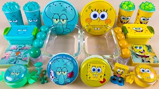 Spongebob & Squidward Slime |Mixing Makeup,Eyeshadow,Glitter,Clay Into Slime💝Satisfying Slime Video