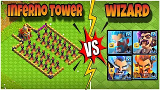 coc inferno tower vs wizard #coc #clashofclans #clashroyale #viral #shortvideo #coclive
