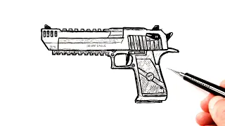 How to draw a pistol Desert Eagle | Easy Drawing Art