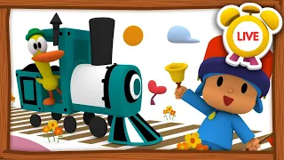 O TREM ESTÁ CHEGANDO! PASSAGEIROS PARA O TREM! | DESENHOS ANIMADOS  para crianças | Pocoyo ao VIVO