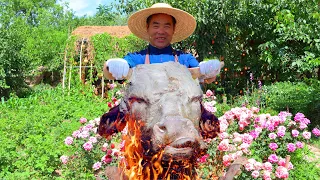 COW HEAD FEAST Roasted and Cooked For 10 Hours! Enjoy with Your Bare Hands! | Uncle Rural Gourmet