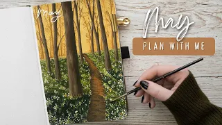 May 2022 Bullet Journal Setup | Plan With Me | Forest Bujo Theme With Gouache