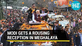 PM Modi's impromptu roadshow draws massive crowds in poll-bound Meghalaya | Watch