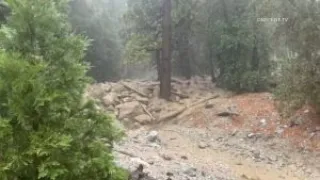 (Caught On Camera) Massive Mudslide Traps Fire Fighters