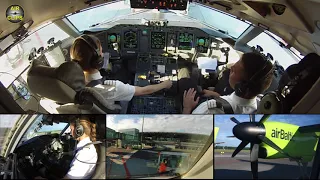 Captain Marina starring Air Baltic Q400 ULTIMATE COCKPIT MOVIE [AirClips full flight series]