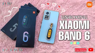 Aesthetic Xiaomi Band 6 Unboxing(hands on, specs, set-up, strap)