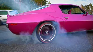 HIGH POWER MUSCLE CARS Insane Street Burnouts!! - Kerava Cruising 8/2021