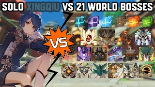 Solo C6 Xingqiu vs 21 World Bosses Without Food Buff | Genshin Impact