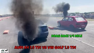 AUDI A4 1.9 TDI vs VW GOLF 1.9 TDI drag race 1/4 mile 🚦🚗 - 4K UHD