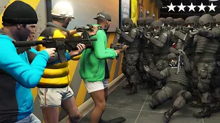 GTA 5 - Michael, Franklin and Trevor VS 5 Stars SWAT Team AT LIFEINVADER! (Oppressor Escape)