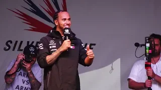 Lewis Hamilton, F1 Drivers Forum, on the Main Stage, Saturday, Silverstone 2019