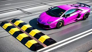 Cars vs Double Speed  Bump x Road Restrictions x Giant Pit ▶️ BeamNG Drive